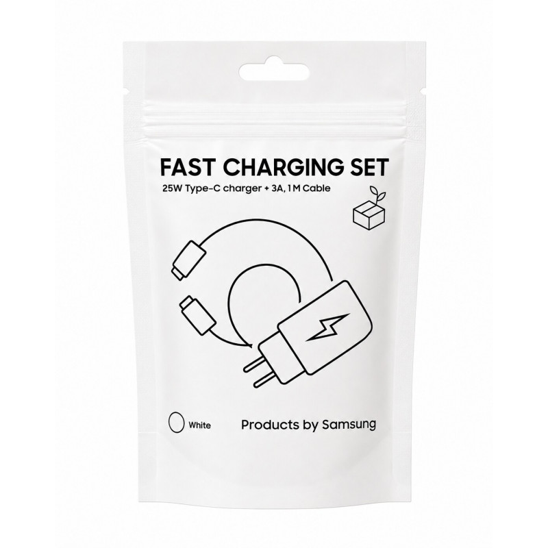Samsung Adattatore da viaggio TA800 con cavo USB-C su USB-C, bianco