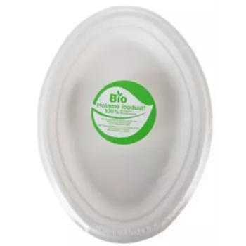 Gogreen Go Green Piatti ovali in canna da zucchero compostabili, 10 pz.