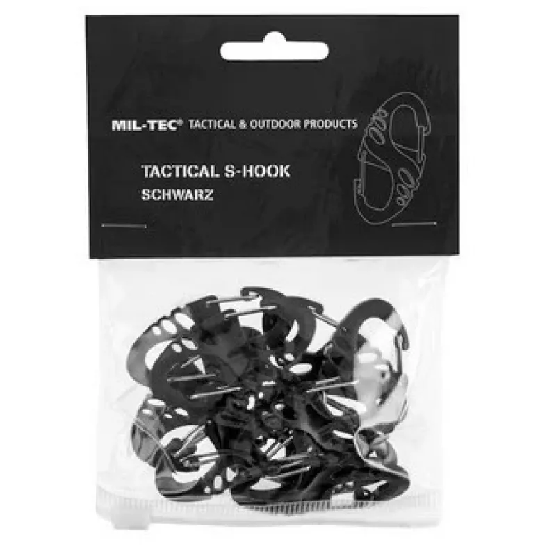 Mil-Tec Set moschettoni S-Hook – nero