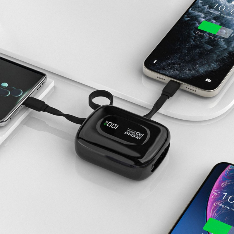 Dudao K32 Powerbank 22,5 W 10000 mAh con cavo USB-C/Lightning integrato – nero