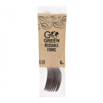 Forchette riutilizzabili Gogreen Go Green, 6 pz., nere