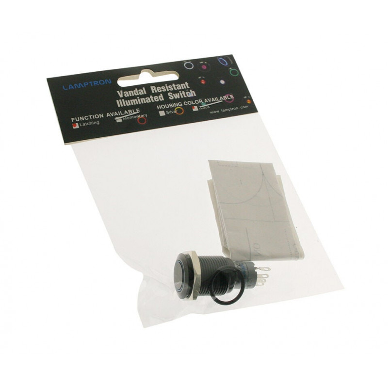 Interruttore antimanomissione Lamptron 16 mm - Blackline - blu