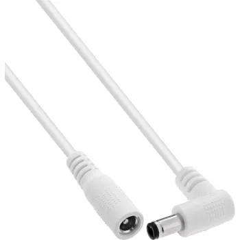 Cavo di prolunga DC InLine® con connettore maschio angolare, 5,5 x 2,1 mm, bianco, 0,5 m