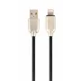 Gembird cavo USB 2.0 connettore USB-A maschio a connettore Lightning maschio, gomma intrecciata, 1 m, nero (CC-USB2R-AMLM-1M)