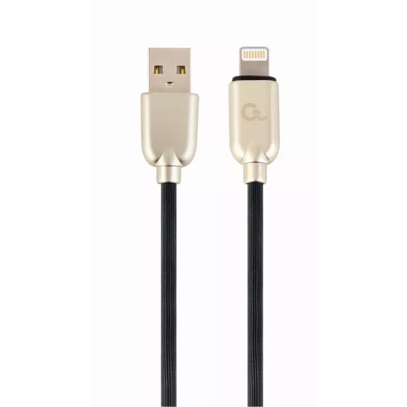 Gembird cavo USB 2.0 connettore USB-A maschio a connettore Lightning maschio, gomma intrecciata, 1 m, nero (CC-USB2R-AMLM-1M)