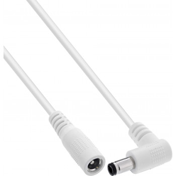 InLine® Cavo di prolunga DC, connettore maschio angolare, 5,5 x 2,5 mm, bianco, 0,2 m