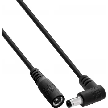 InLine® Cavo di prolunga DC, connettore maschio angolare, 5,5 x 2,1 mm, nero, 0,2 m