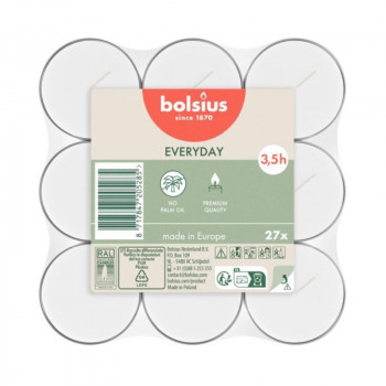 Bolsius Candele tealight 27 pz. bianco