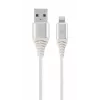 Cavo Gembird USB 2.0 a Lightning (8-Pin) con rivestimento in tessuto, 2 m, bianco
