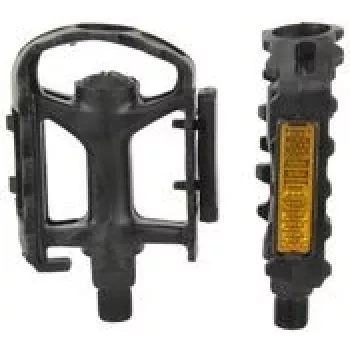 FISCHER pedali per bici, per mountain bike, plastica nera, con catarifrangenti laterali - 1 pezzo