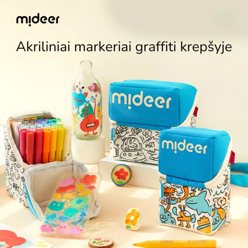 mideer pennarelli acrilici in astuccio, 60 colori
