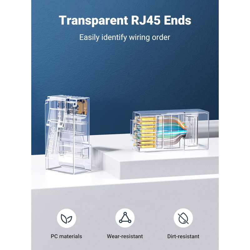 UGREEN connettore modulare RJ45 Cat6 (50 pezzi) – trasparente con contatti dorati
