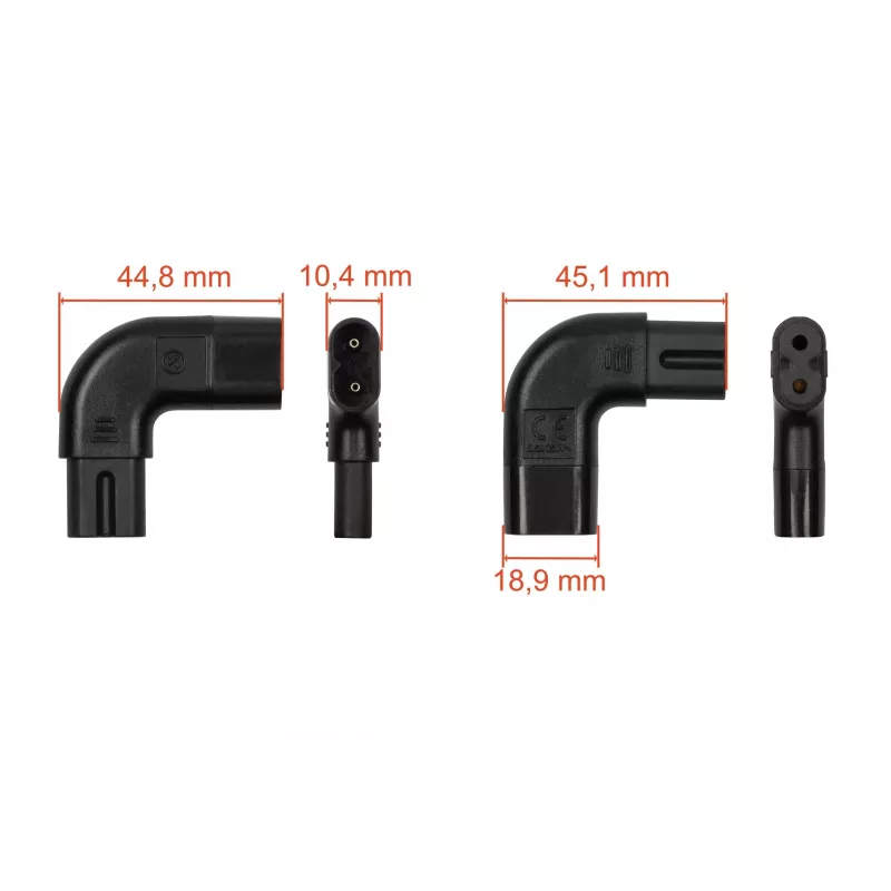 kabelmeister adattatore di rete IEC C8 a C7, angolare destra/sinistra (SKA-0871S)