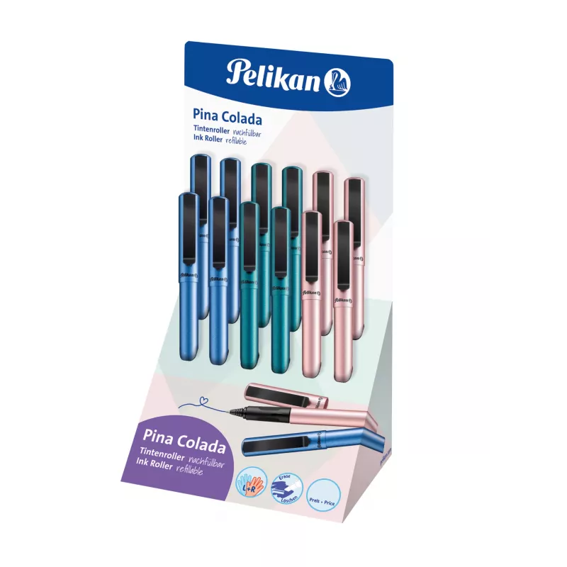 Pelikan Pina Colada penna rollerball, display da 12, corpo e cappuccio in metallo, nero (605502)