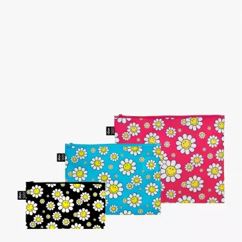 LOQI set di borse – Flowers nero, Aquarius, Raspberry (3 pz.)