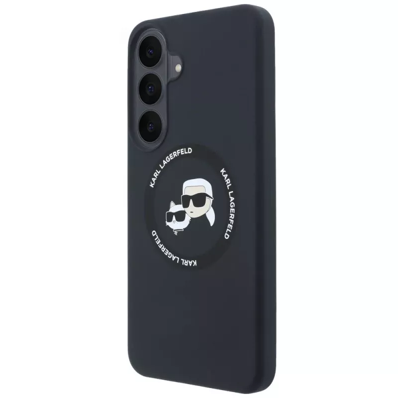 Custodia Karl Lagerfeld silicone Karl&Choupette Heads MagSafe per Samsung Galaxy S26 FE nero