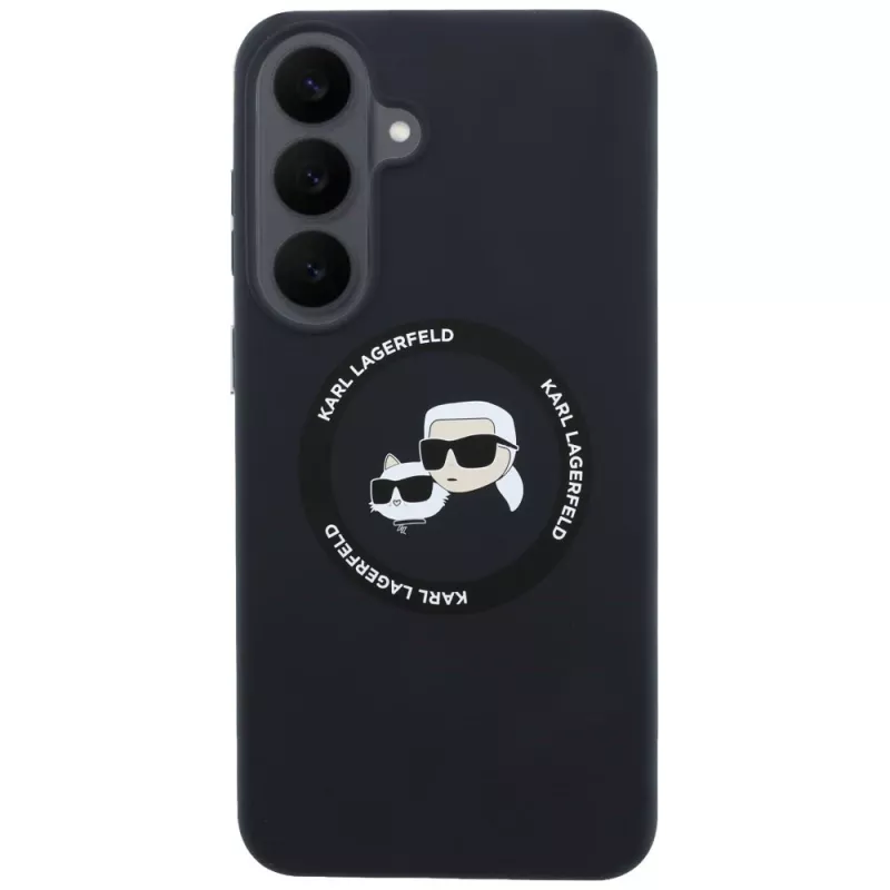 Custodia Karl Lagerfeld silicone Karl&Choupette Heads MagSafe per Samsung Galaxy S26 FE nero