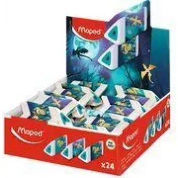 Maped Pyramide DRAGON gomma in plastica, bianca, triangolare, senza ftalati e PVC, display da 24 pezzi (119527)