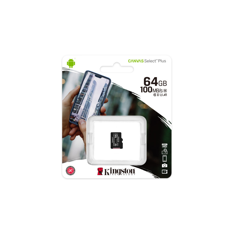 Kingston scheda di memoria microSDXC 64 GB, UHS-I (SDCS2/64GBSP)