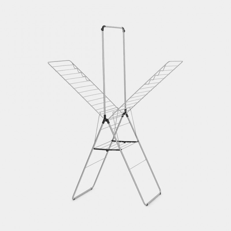 Brabantia HangOn stendibiancheria con asta appendiabiti, 25 m, Metallic Grey
