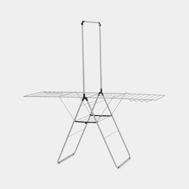 Brabantia HangOn stendibiancheria con asta appendiabiti, 25 m, Metallic Grey