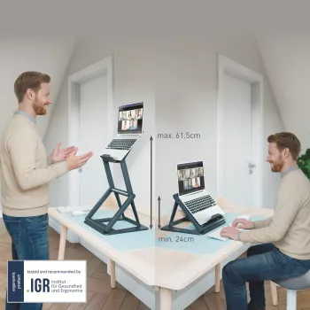 Leitz Ergo supporto per laptop 2-in-1 seduto-in piedi, nero (65890089)