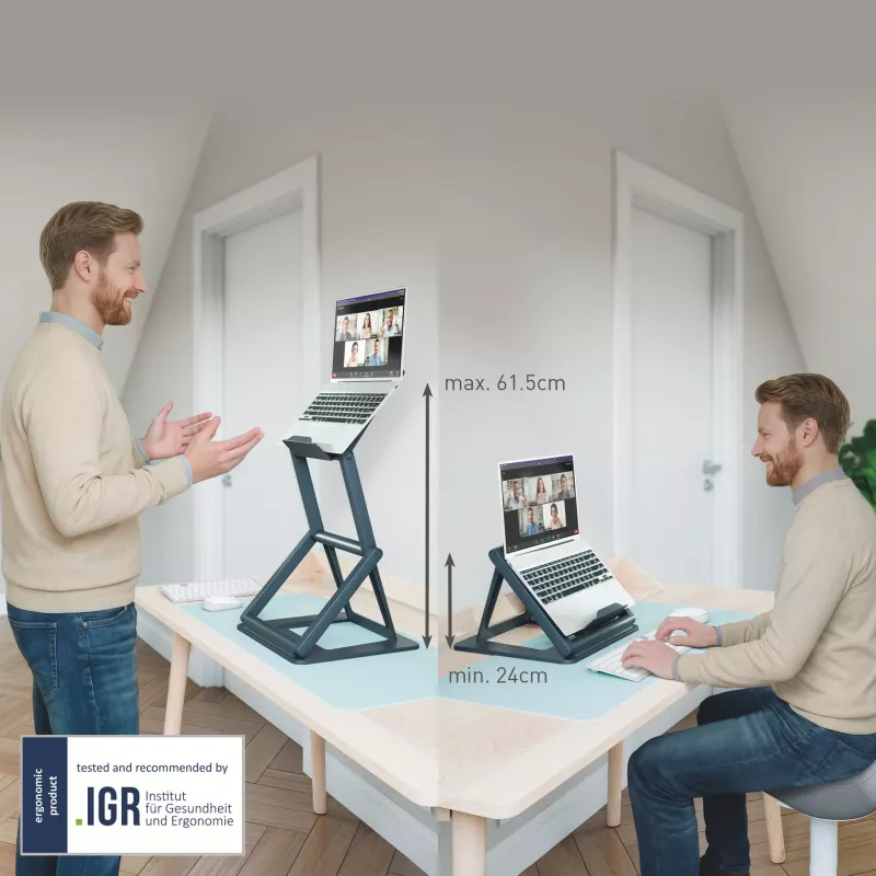 Leitz Ergo supporto per laptop 2-in-1 seduto-in piedi, nero (65890089)