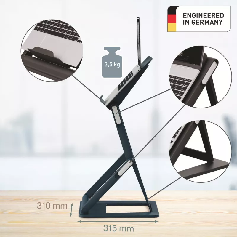 Leitz Ergo supporto per laptop 2-in-1 seduto-in piedi, nero (65890089)