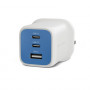 Targus HyperJuice Flex 65W caricabatterie GaN, 2x USB-C + 1x USB, Snorkel Blue (HJ1202BUEU)