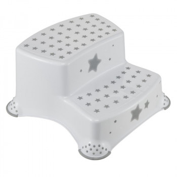 keeeper kids sgabello igor stars, a due gradini, bianco con stampa, portata: 120 kg, con piedini antiscivolo