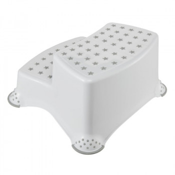 keeeper kids sgabello igor stars, a due gradini, bianco con stampa, portata: 120 kg, con piedini antiscivolo