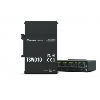 Teltonika TSW010 switch Ethernet a 5 porte 100 Mbps per guida DIN, senza alimentatore (TSW010010000)