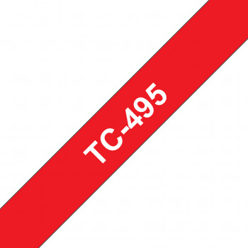 Brother TC-495 nastro per laminazione, bianco su rosso (TC495)
