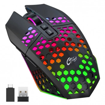 GameBox mouse da gaming RGB 2,4GHz wireless case traforato + ricarica USB 1600 DPI nero