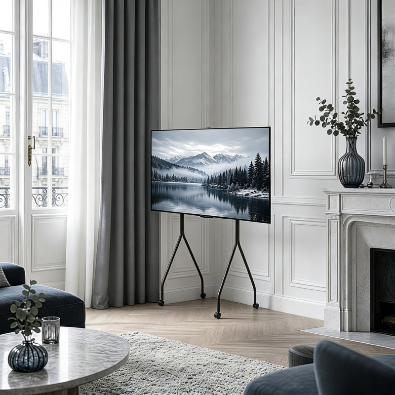 Maclean MC-180 B supporto TV su ruote, 37–80 pollici, max. 50 kg, VESA 600x400, nero
