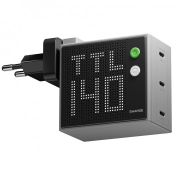 SHARGE Pixel 140 caricabatterie GaN, 140W, 3x USB-C, display a matrice di punti - grigio