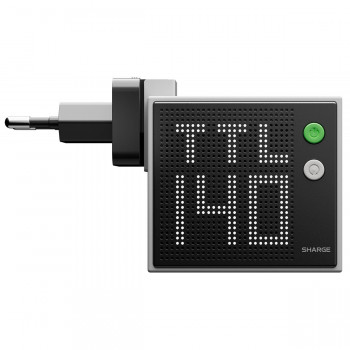 SHARGE Pixel 140 caricabatterie GaN, 140W, 3x USB-C, display a matrice di punti - grigio