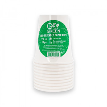 Gogreen Go Green bicchieri compostabili 250 ml, 10 pezzi, bianco
