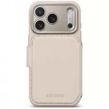 Decoded Leather Detachable Wallet custodia in pelle per iPhone 18 Pro / 17 Pro, MagSafe, Taupe
