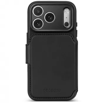 Decoded Leather Detachable Wallet custodia in pelle per iPhone 18 Pro / 17 Pro, MagSafe, nero