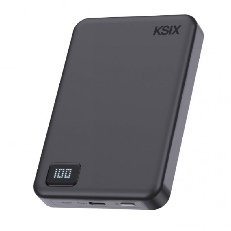 Ksix powerbank Magslim 10000 mAh magnetico 15W USB-C PD 20W display digitale nero