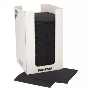 PAPSTAR tovaglioli cocktail PUNTO, 200 x 200 mm, tissue nero, 2 strati, piega 1/4, con Dot on Dot Micro