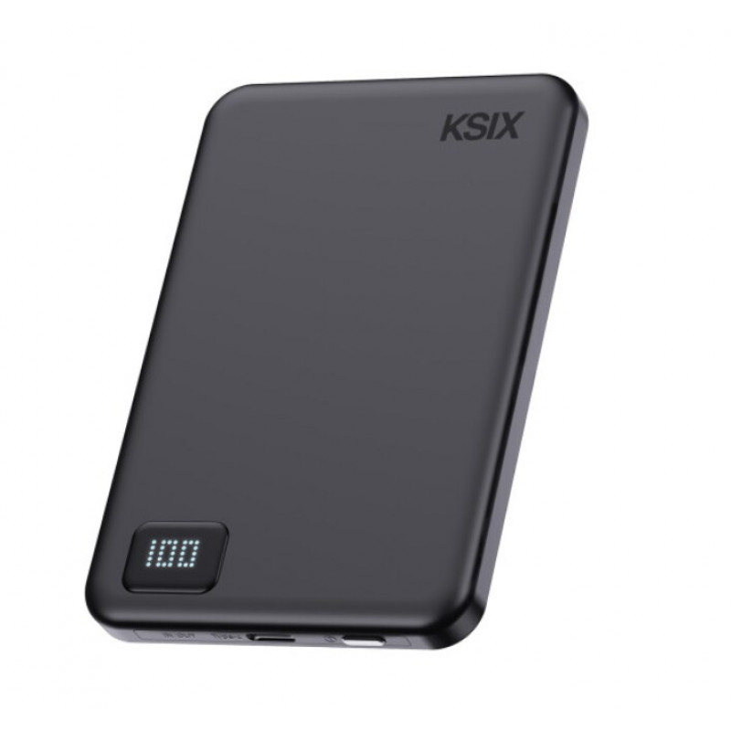 Ksix powerbank Magslim 5000 mAh magnetico USB-C PD 20W display digitale nero