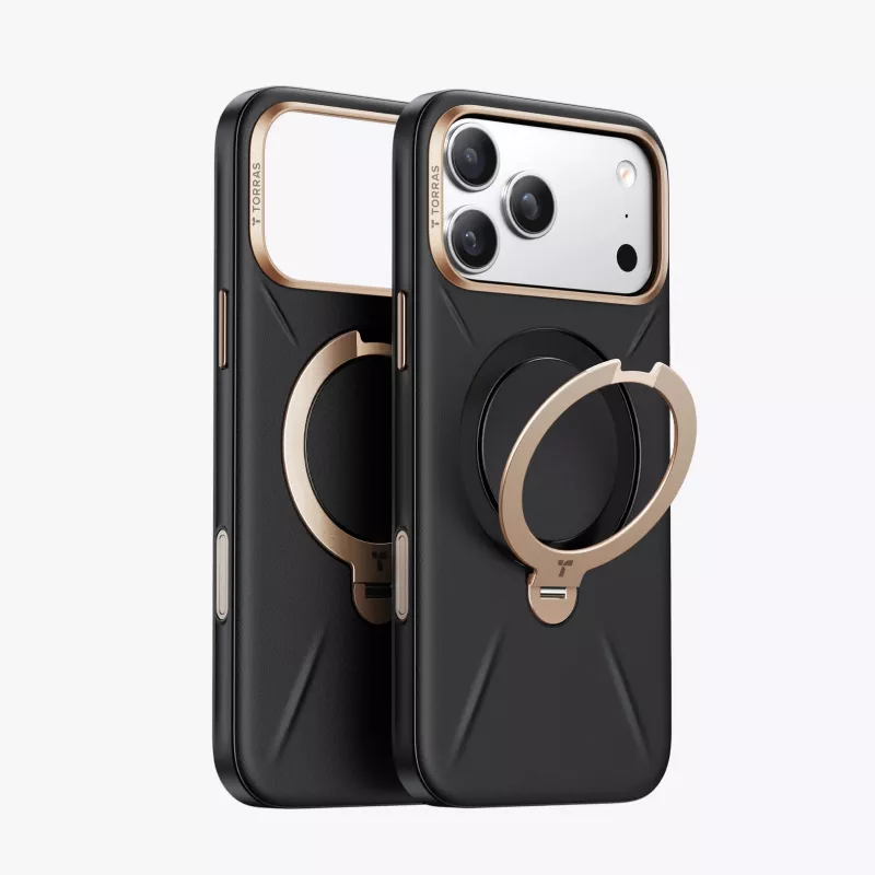 TORRAS Ostand Q3 VegSkin custodia per iPhone 18 Pro Max / 17 Pro Max, compatibile MagSafe, nero