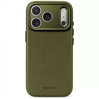 Decoded Leather Backcover – custodia in pelle per iPhone 18 Pro / 17 Pro, compatibile MagSafe (verde muschio)