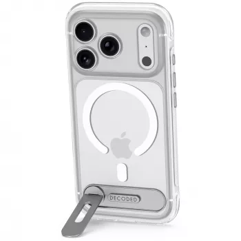 Decoded AntiMicrobial Hybrid Stand Backcover – custodia con supporto per iPhone 18 Pro / 17 Pro, compatibile MagSafe (trasparente)