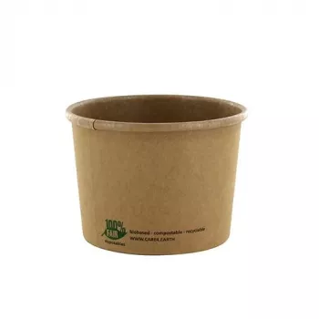 PAPSTAR bicchieri per zuppa pure, rotondi, 350 ml, marrone, cartone di fibra vergine non sbiancato con rivestimento bio
