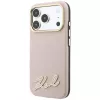 Karl Lagerfeld custodia per cellulare con superficie goffrata e logo in resina, MagSafe, per iPhone 18 Pro / 17 Pro, rosa