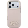 Karl Lagerfeld custodia per cellulare con superficie goffrata e logo in resina, MagSafe, per iPhone 18 Pro / 17 Pro, rosa