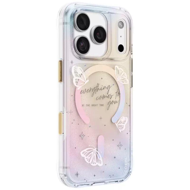 UNIQ Coehl Ellie cover per iPhone 18 Pro / 17 Pro, ricarica magnetica, Prism Bloom